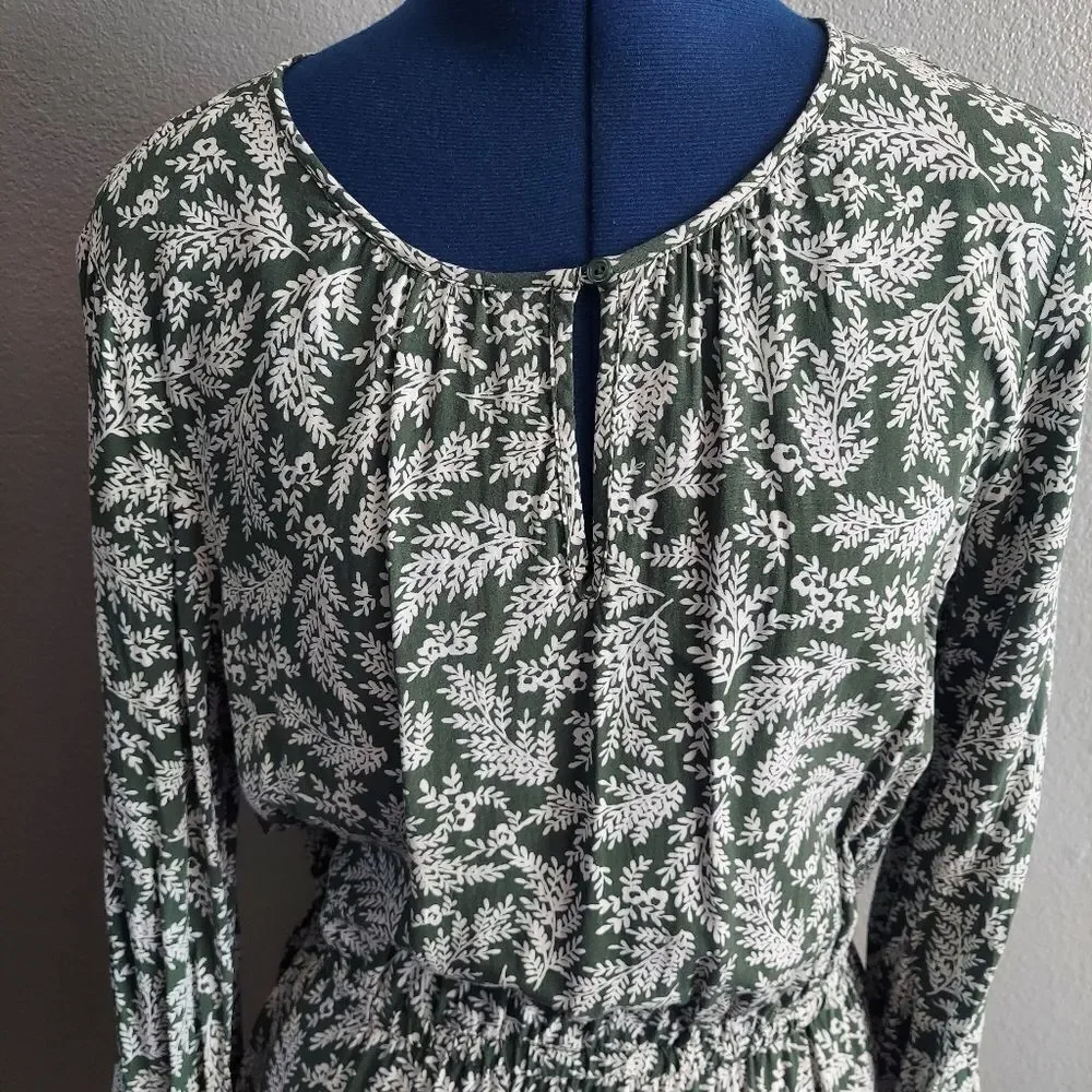 Old Navy Green Floral Dress Medium Tall
